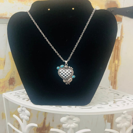 Checkered Heart Necklace