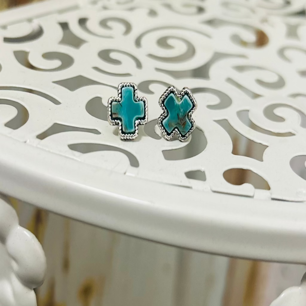 Turquoise Cross Earrings