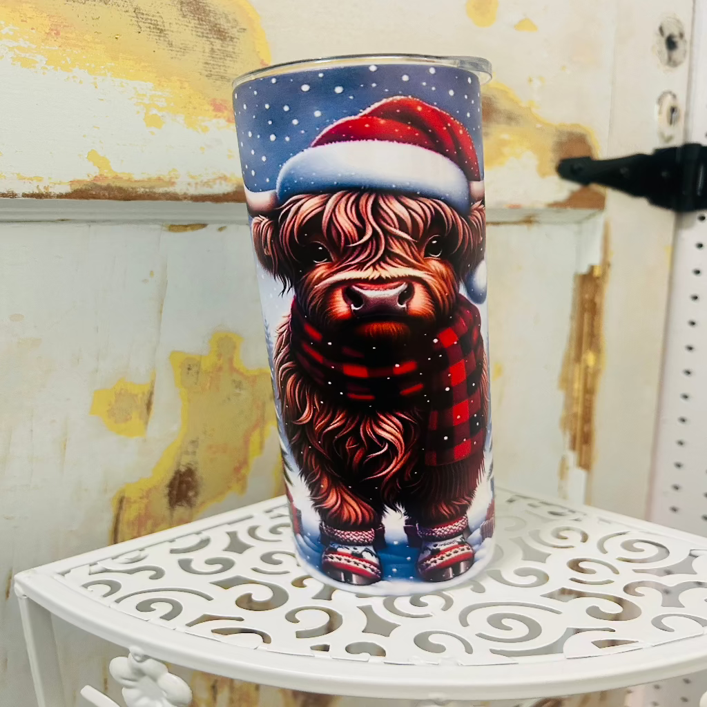 Festive Highland Cow Tumbler