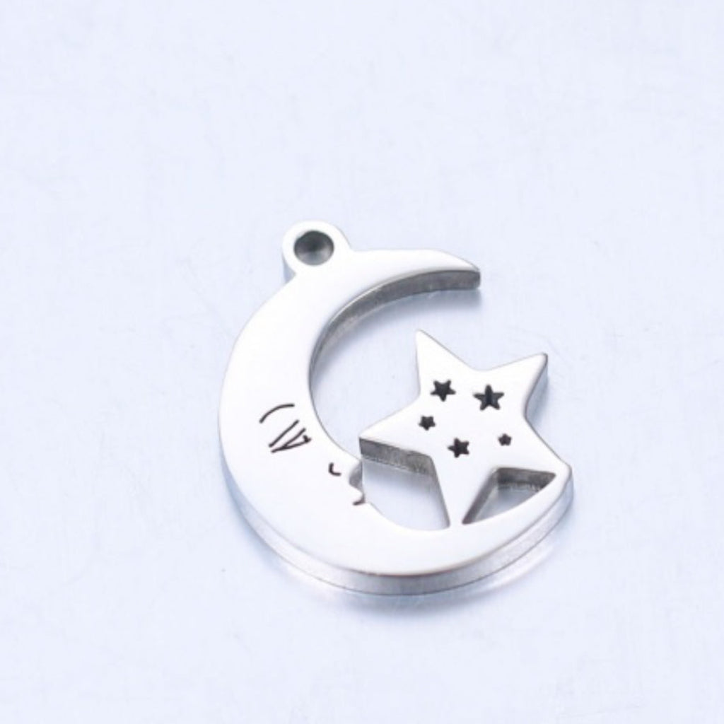 Silver Moon and Star Charm