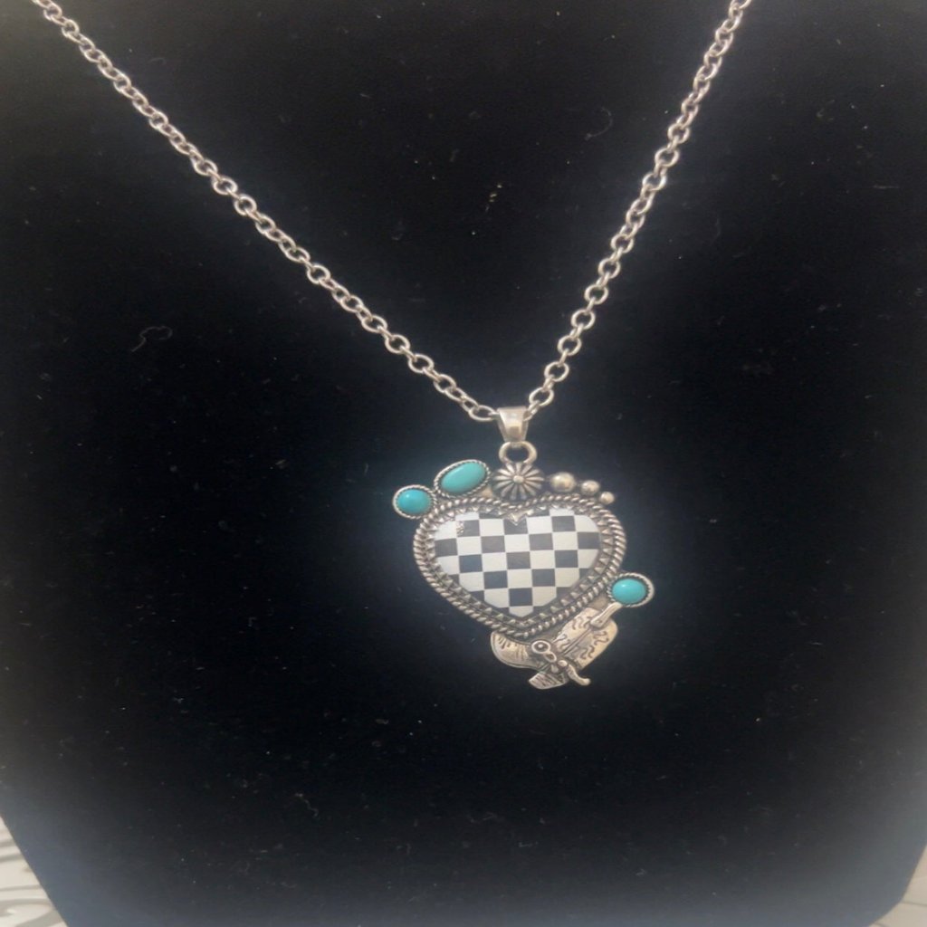 Checkered Heart Necklace