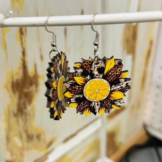 Lemon Sunflower Earrings