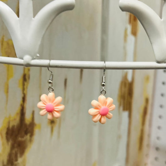 Peach Flower Earrings