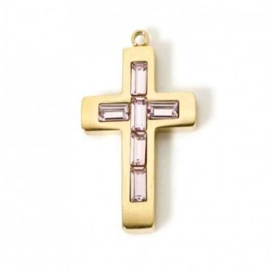 October Pink Cross Charm