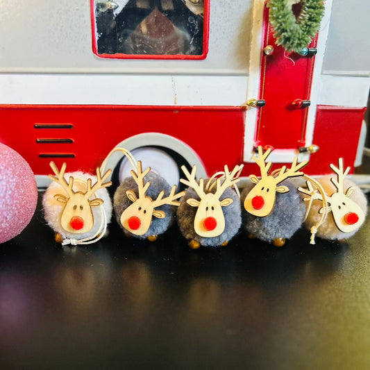 Reindeer Pom Ornaments