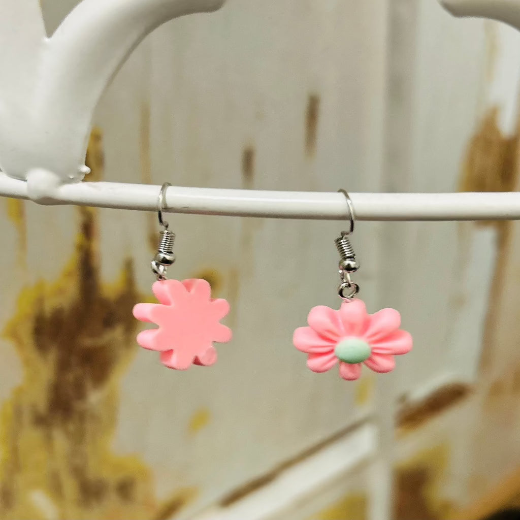 Pink Flower Earrings