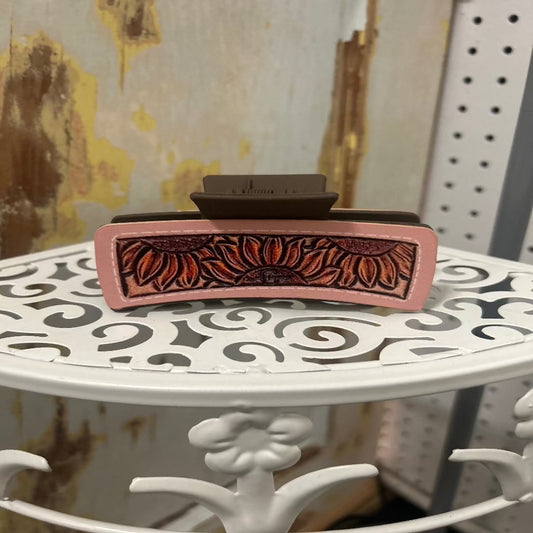 Leather Sunflower Hair Claw