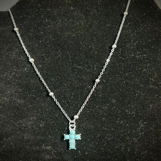 Turquoise Stud Cross Necklace