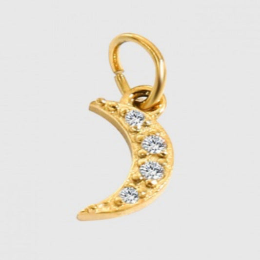 Rhinestone Half Moon Charm