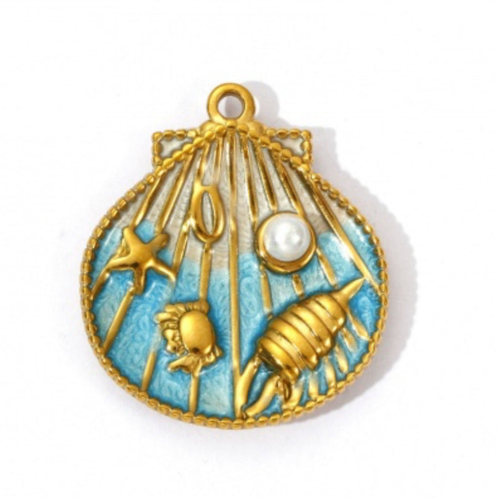 Gold Pearl Shell Charm