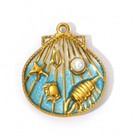Gold Pearl Shell Charm