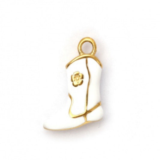 White Cowboy Boot Charm