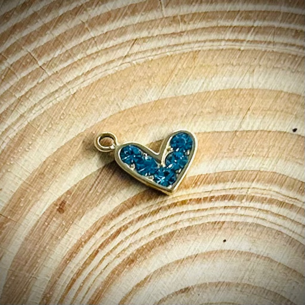 Blue Rhinestone Heart Charm