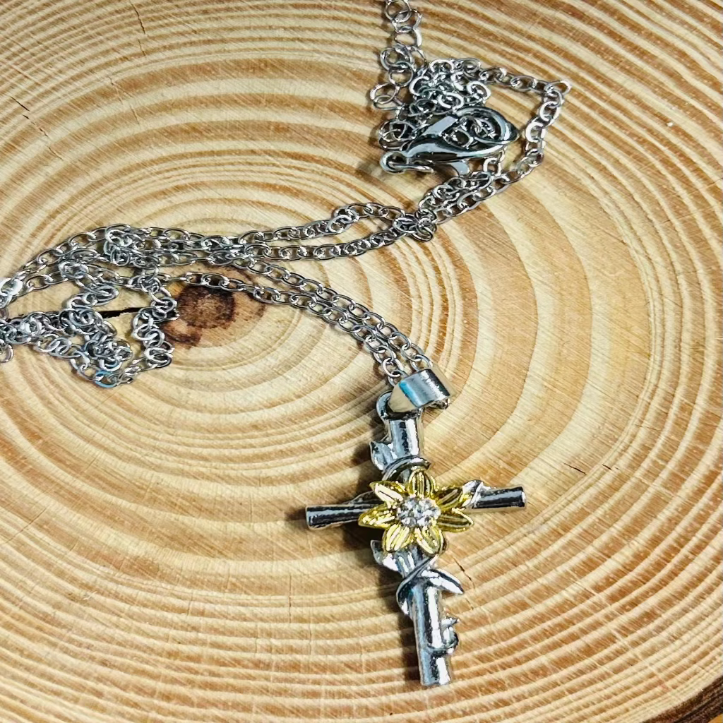 Flower Cross Necklace Set