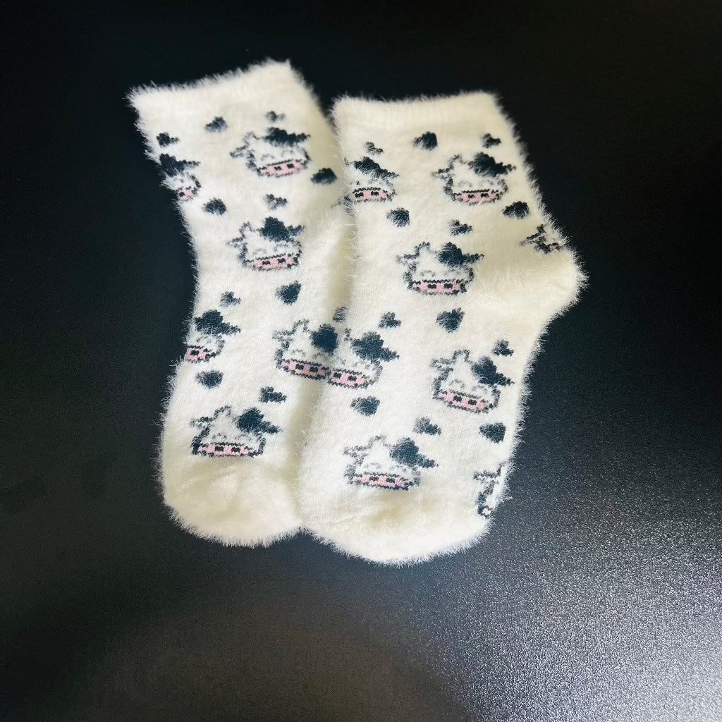 Cow  Fuzzy Socks