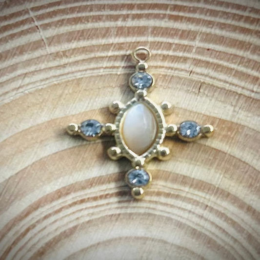 Peach Stone Cross Charm