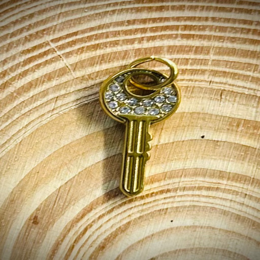 Clear Rhinestone Key Charm