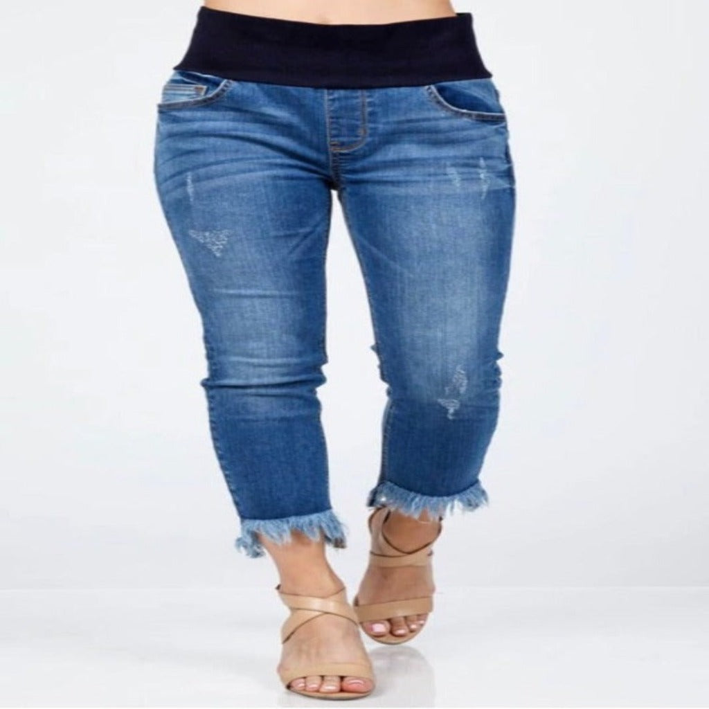 Gray Hem Crop Jeans