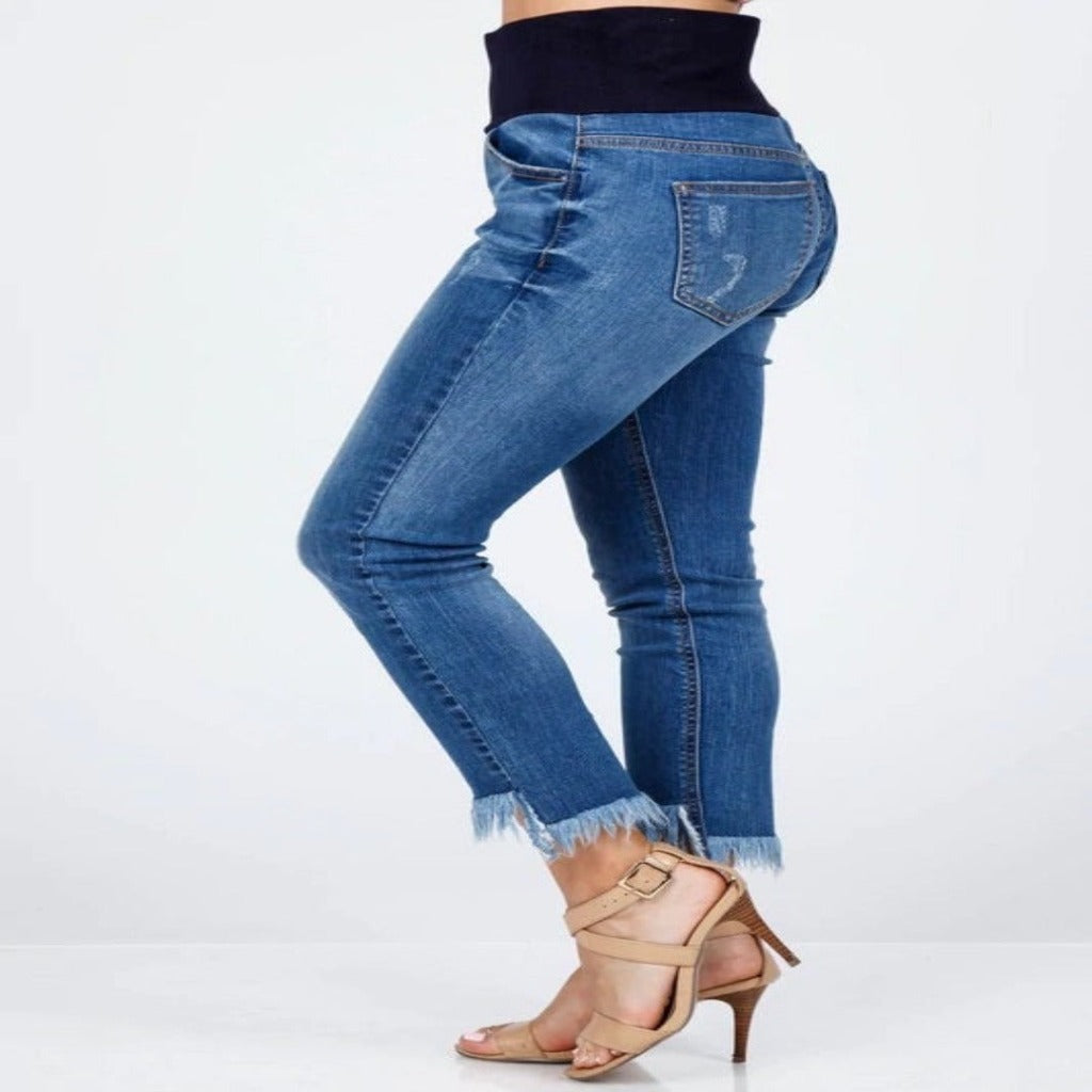 Gray Hem Crop Jeans