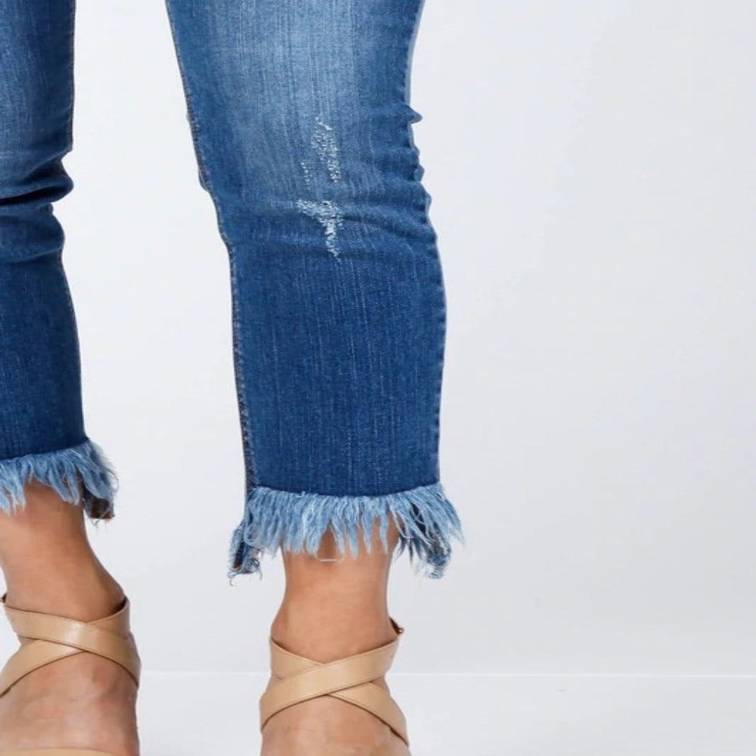 Gray Hem Crop Jeans