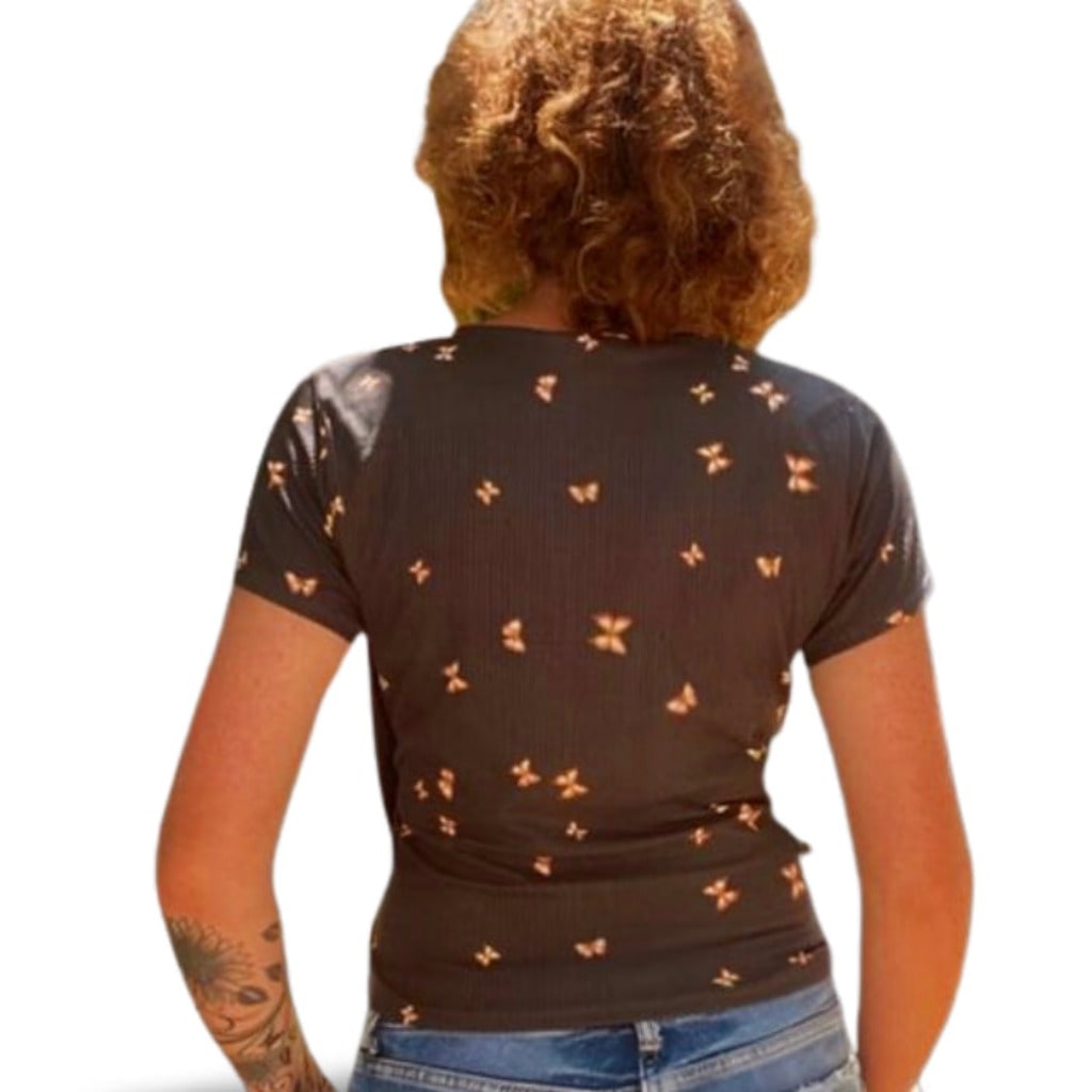 Vibe  V Neck with butterfly details