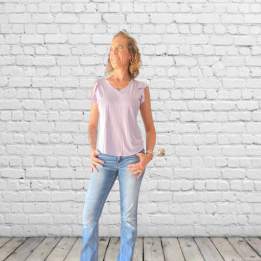 V Neck Ruffle Top