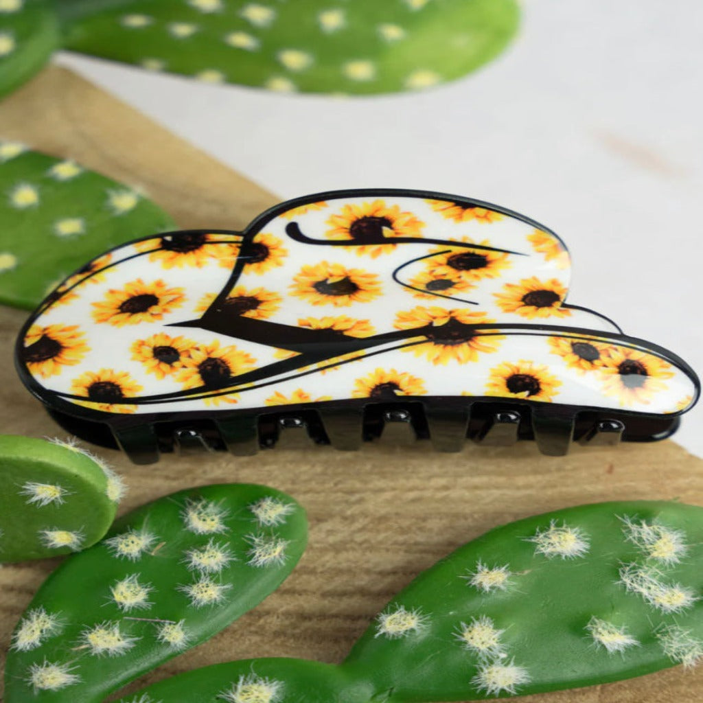 Sunflower Field Cowboy Hat Hair Claw