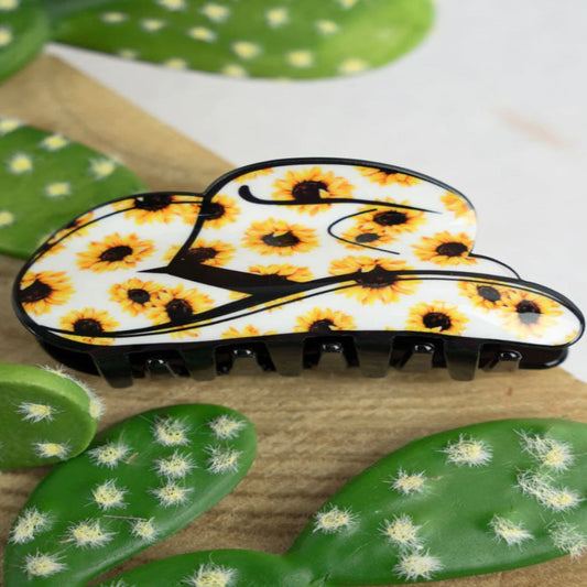 Sunflower Field Cowboy Hat Hair Claw